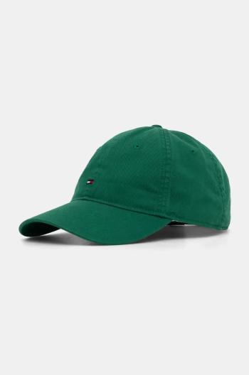 Bavlnená šiltovka Tommy Hilfiger zelená farba, jednofarebná, AM0AM13159