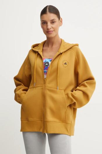 Mikina adidas by Stella McCartney dámska, hnedá farba, s kapucňou, jednofarebná, JF6335