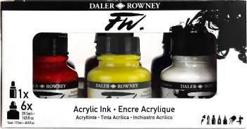 Daler Rowney FW Cardboard Box Starter Set Sada akrylových tušov 6 x 29,5 ml