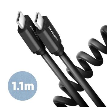 AXAGON BUCM-CM20TB, TWISTER kábel USB-C <-> USB-C, 1.1m, USB 2.0, PD 60W 3A, ALU, tpe, čierny