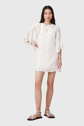 Bavlnené šaty AllSaints LUCI biela farba, mini, rovný strih, W138DC