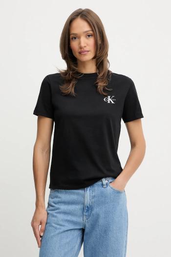 Bavlnené tričko Calvin Klein Jeans dámske, čierna farba, LV047C905G