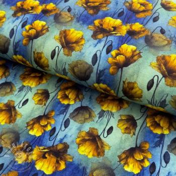 Jersey VISCOSE It's Raining Poppy's blue digital print