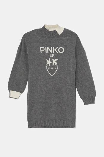 Dievčenské šaty Pinko Up šedá farba, mini, rovný strih, F4PIJGDR088