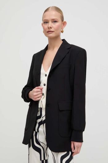 Vlnené sako Weekend Max Mara čierna farba, jednoradové, jednofarebné, 2415041021600