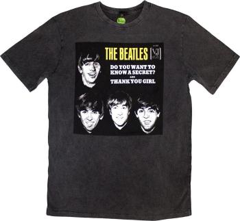 The Beatles Tričko VJ Secret Sleeve Stone Wash Unisex Charcoal Grey XL