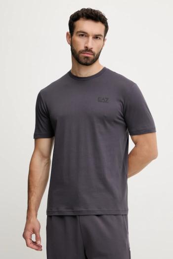 Bavlnené tričko EA7 Emporio Armani pánske, šedá farba, s potlačou, AF10375.7M000567