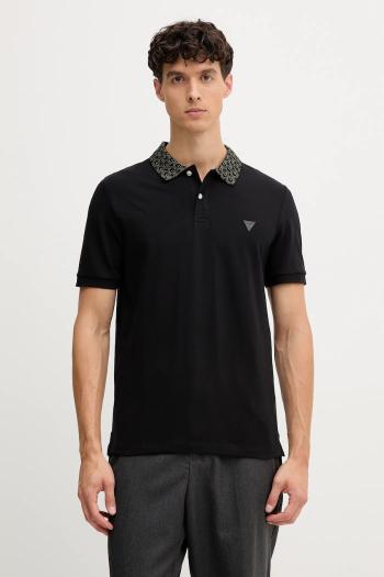 Polo tričko Guess LYLE pánske, čierna farba, jednofarebné, M5YP60 K7O64