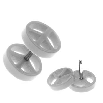 Biely symbol mieru - fake piercing do ucha z akrylu