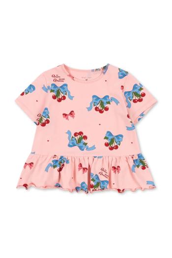 Tričko Konges Sløjd BASIC FRILL TEE GOTS ružová farba, KS103154