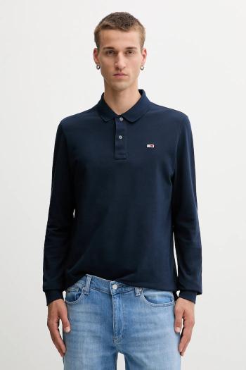 Bavlnené tričko s dlhým rukávom Tommy Jeans tmavomodrá farba, jednofarebné, DM0DM20232
