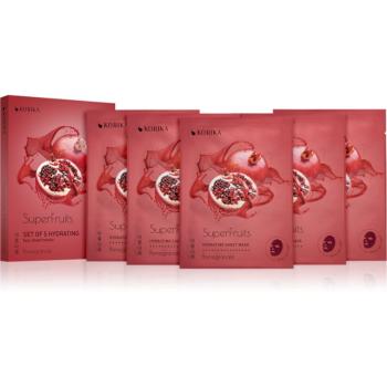 KORIKA SuperFruits Pomegranate - Set of 5 Hydrating Face Sheet Masks set pleťových masiek za zvýhodnenú cenu s hydratačným účinkom Pomegranate