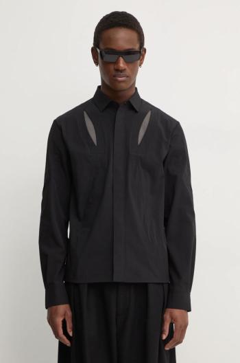 Košeľa Heliot Emil pánska, čierna farba, slim, AW24.M.05.058.BLK01
