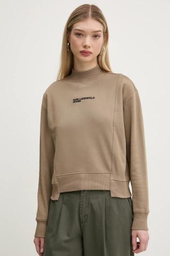 Bavlnená mikina Karl Lagerfeld Jeans dámska, béžová farba, jednofarebná, A1W20018