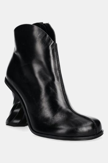 Kožené členkové topánky JW Anderson Twist Heel dámske, čierna farba, na podpätku, ANW43211A
