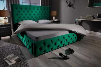 LuxD Dizajnová posteľ Laney Chesterfield 180 x 200 cm zelený zamat