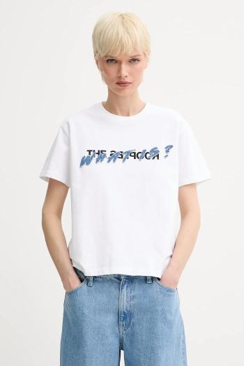 Bavlnené tričko The Kooples dámske, biela farba, FTSC30049K