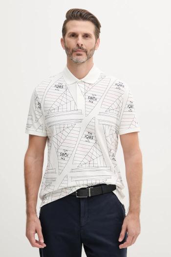 Bavlnené polo tričko Tommy Hilfiger biela farba, vzorovaná, MW0MW39309