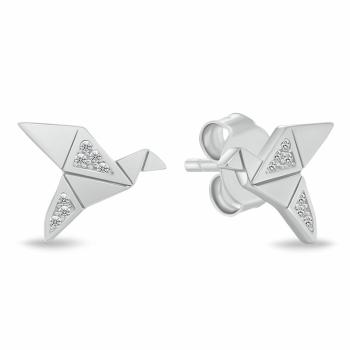 Brilio Silver Strieborné náušnice Origami vtáčik so zirkónmi EA1183W