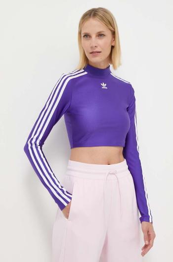 Tričko s dlhým rukávom adidas Originals dámske, fialová farba, s polorolákom, IR8133