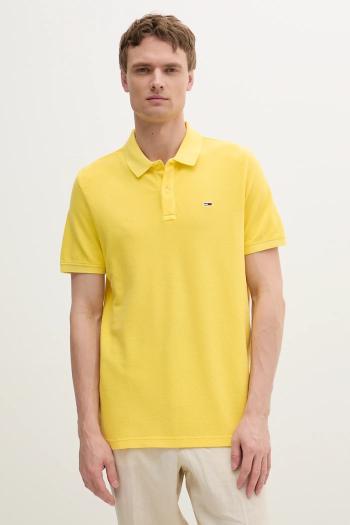 Bavlnené polo tričko Tommy Jeans žltá farba, jednofarebné, DM0DM20226