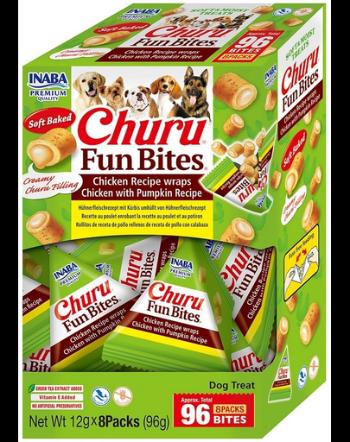 INABA Dog Churu Fun Bites Chicken with Pumpkin 8x12g rulouri cu pui si dovleac pentru caini