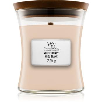 Woodwick White Honey Miel Blanc vonná sviečka s dreveným knotom 275 g