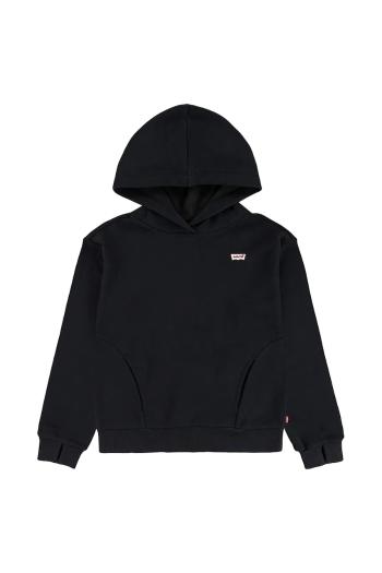 Detská mikina Levi's BATWING PATCH HOODIE čierna farba, s kapucňou, jednofarebná, 4EN102