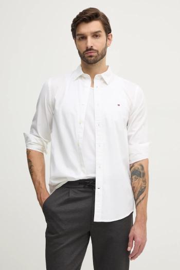 Bavlnená košeľa Tommy Hilfiger pánska, biela farba, slim, s klasickým golierom, MW0MW38137