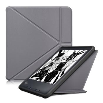 LEATHER Zaklápací kryt pre Kobo Libra Colour šedý