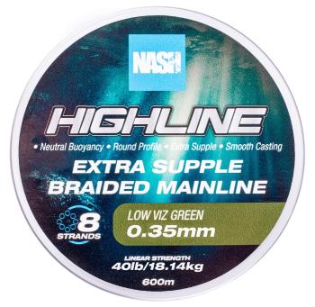 Nash splietaná šnúra highline extra supple braid green 600 m - 0,35 mm 18,14 kg