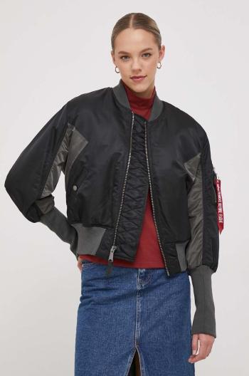 Bunda Alpha Industries MA-1 Cyber Wmn dámska, čierna farba, prechodná, oversize