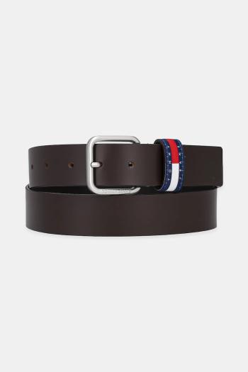 Kožený opasok Tommy Jeans hnedá farba, AM0AM13415