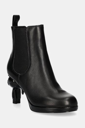 Kožené topánky chelsea Karl Lagerfeld IKON ISLAND dámske, čierna farba, na podpätku, KL39044