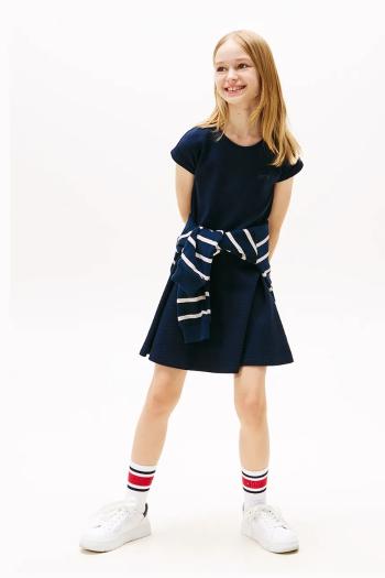 Šaty Tommy Hilfiger tmavomodrá farba, mini, áčkový strih, KG0KG08706