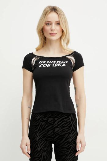 Tričko Versace Jeans Couture dámske, čierna farba, 78HAH6A8 J0020