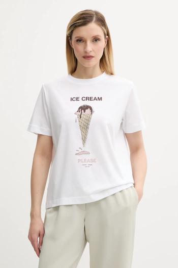 Bavlnené tričko Samsoe Samsoe SACAMINO dámske, biela farba, F25200025