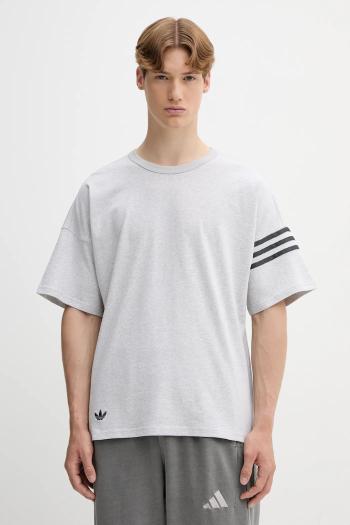 Bavlnené tričko adidas Originals Neuclassics pánske, šedá farba, melanžová, HZ3699