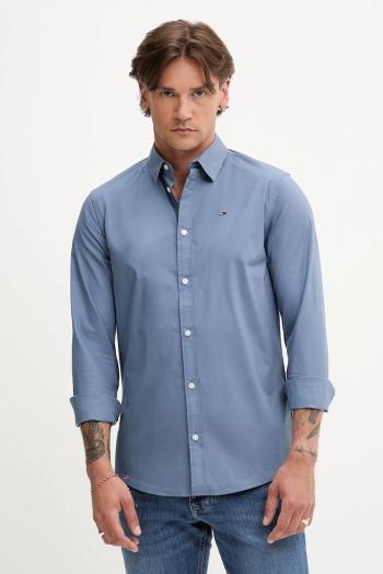 Košeľa Tommy Jeans tmavomodrá farba, slim, s klasickým golierom, DM0DM04405