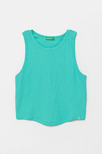 Detský bavlnený top United Colors of Benetton tyrkysová farba, 31H3CH01F