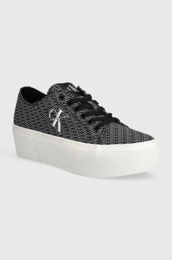 Tenisky Calvin Klein Jeans FLATFORM+ CUPSOLE LOW LACE CS MR dámske, čierna farba, YW0YW01420