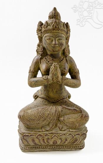 Dewi Tara láva kő szobor - 30 cm