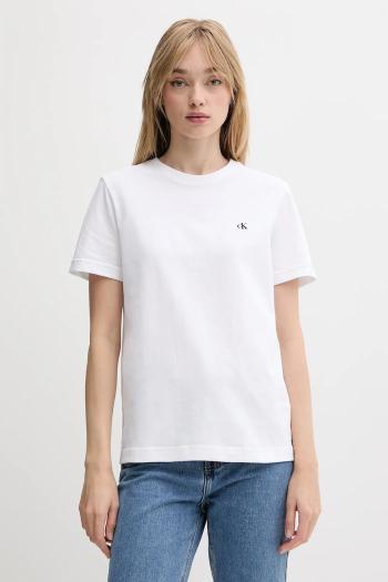Bavlnené tričko Calvin Klein Jeans dámske, biela farba, LV047B224G