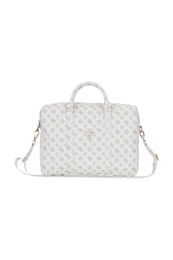 Taška na notebook Guess 4G Peony Front Pocket Zipper Triangle Logo 16" biela farba