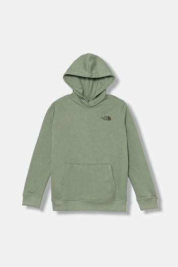 Detská mikina The North Face TEEN BOX NSE REGULAR HOODIE zelená farba, s kapucňou, s potlačou, NF0A89H9DI21