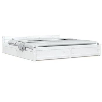 Rám postele so zásuvkami biely 200 × 200 cm, 3103580