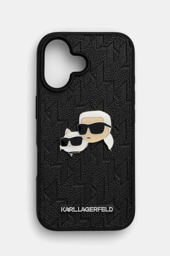 Puzdro na mobil Karl Lagerfeld iPhone 16 6.1 čierna farba, KLHCP16SPGKLKCPK