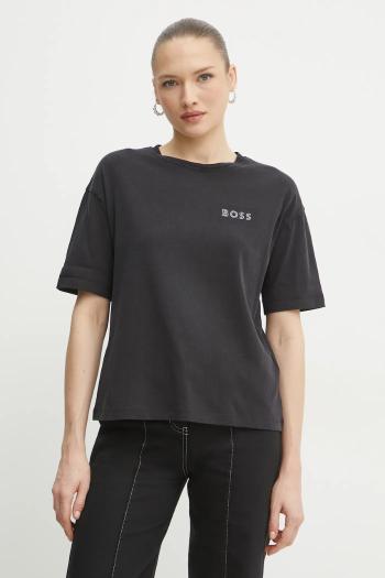 Bavlnené tričko BOSS Orange dámske, čierna farba, 50535106