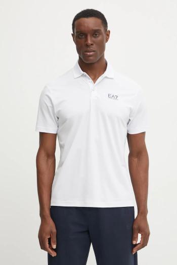 Polo tričko EA7 Emporio Armani pánske, biela farba, s potlačou, AF13530.7M000180