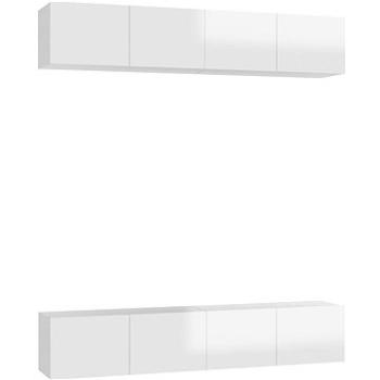 SHUMEE 4 ks biela s vysokým leskom 80 × 30 × 30 cm (3079270)